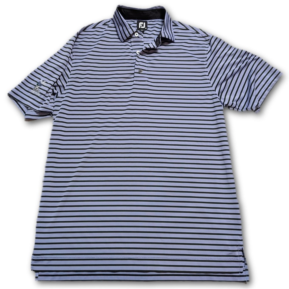 FootJoy Mens Polo Purple M Vail Golf Club Striped Wicking Athletic Stripe